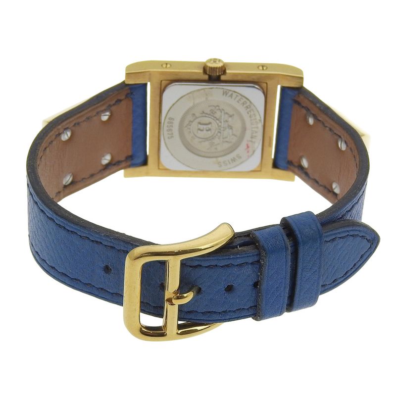 Hermes Medallion Gold Plated Leather Quartz Analog Display White Dial
