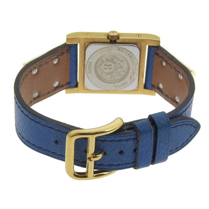 Hermes Medallion Gold Plated Leather Quartz Analog Display White Dial