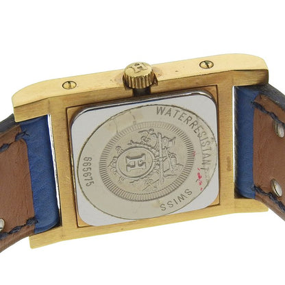 Hermes Medallion Gold Plated Leather Quartz Analog Display White Dial