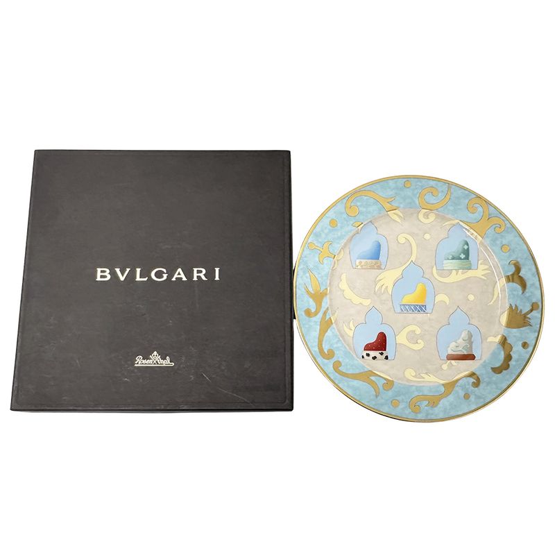 Bvlgari Tableware Rosenthal Wall Plate Ceramic Light Blue