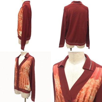 Hermes Cardigan 38 Long Sleeve Silk Wool Gaultier Era Burgundy