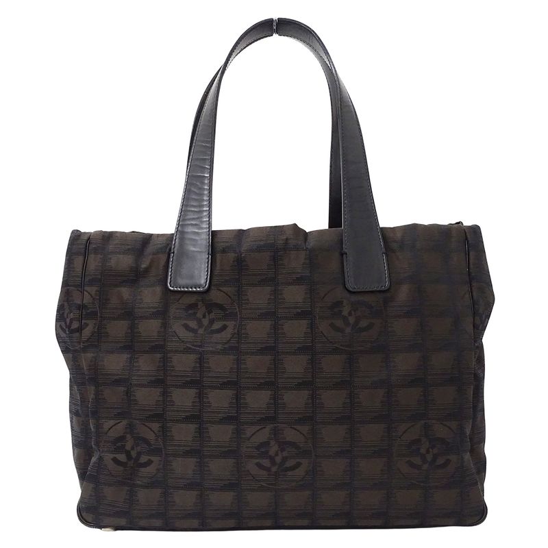Chanel New Travel Tote MM Tote Nylon Dark Brown