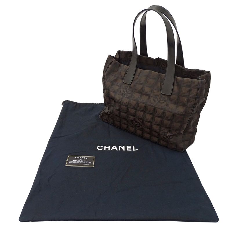 Chanel New Travel Tote MM Tote Nylon Dark Brown