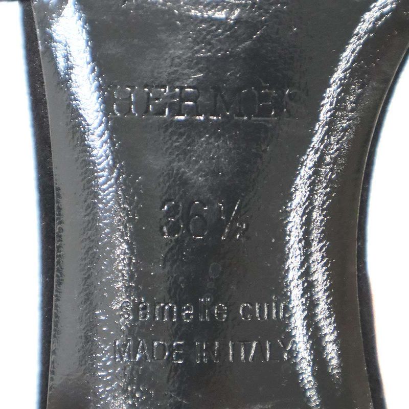 Hermes Oasis Sandal Oasis Rhinestone Design Black 36.5