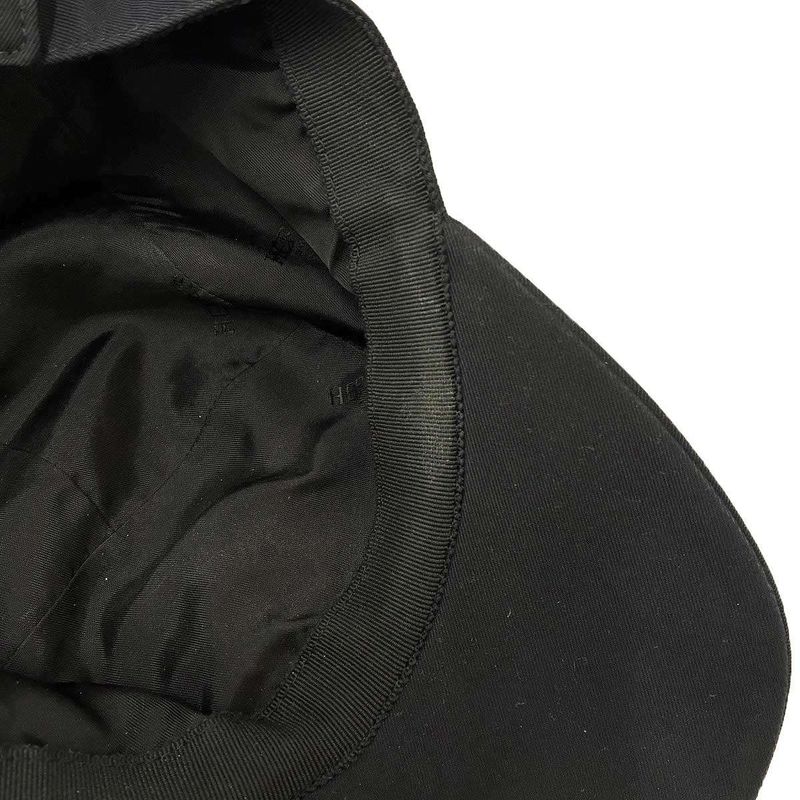 Hermes Nevada Serge Leather Patch Camp Cap Black 60