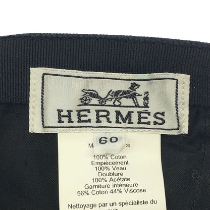 Hermes Nevada Serge Leather Patch Camp Cap Black 60