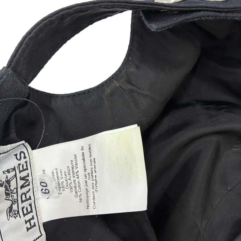 Hermes Nevada Serge Leather Patch Camp Cap Black 60