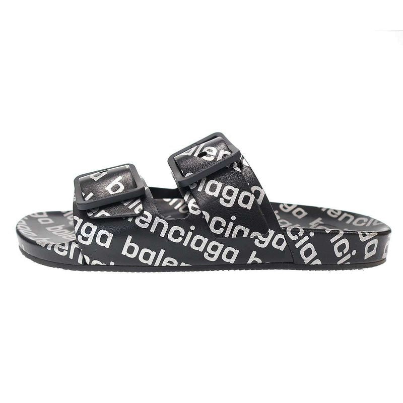 Balenciaga Logo Leather Sandals Black 43