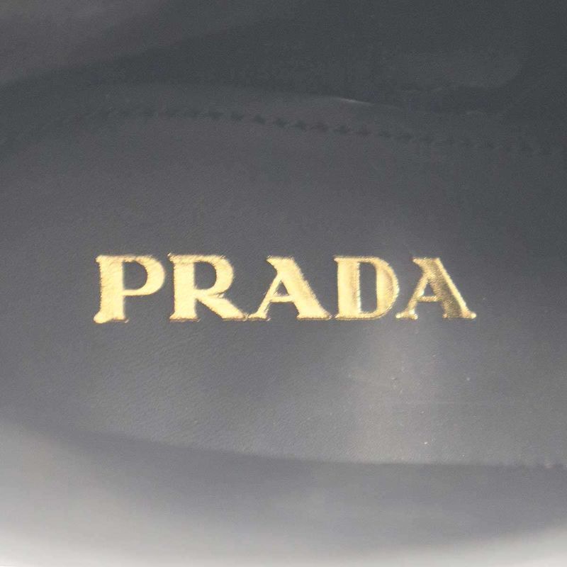 Prada Brushed Leather Side Zip Lace Up Boots Black 39