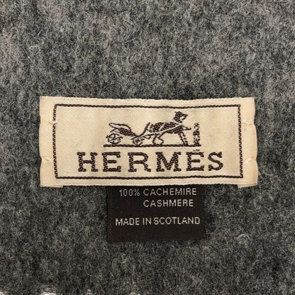 Hermes Cashmere Fringe Muffler Gray Scarf