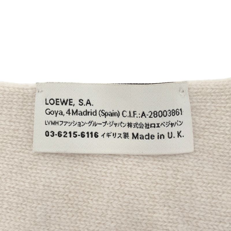 Loewe Cashmere Bill Logo Print Muffler Ivory Beige Scarf