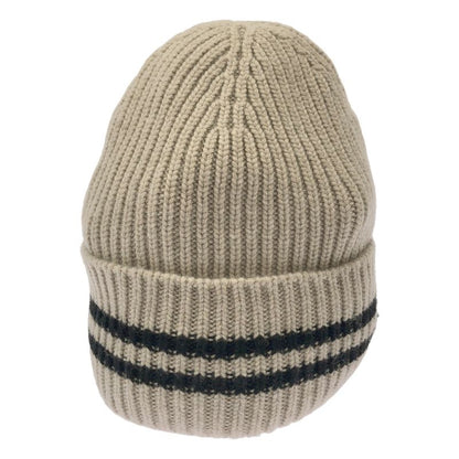 Chanel Logo Patch Cashmere Knit Cap Beige