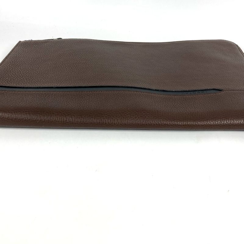Bvlgari Clutch L-shaped Zipper Logo Leather Brown
