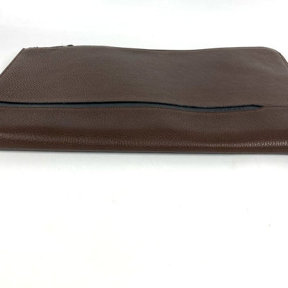 Bvlgari Clutch L-shaped Zipper Logo Leather Brown