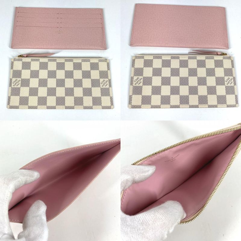 Louis Vuitton Long Wallet Pochette Felicie Damier Azur Canvas Rose