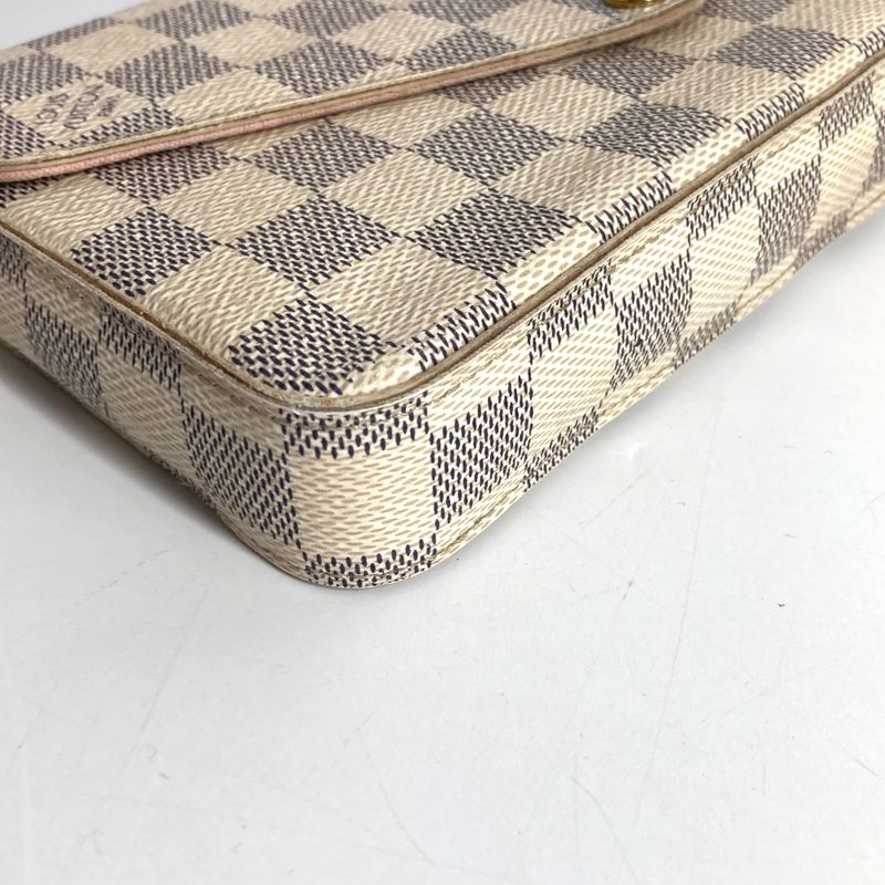 Louis Vuitton Long Wallet Pochette Felicie Damier Azur Canvas Rose