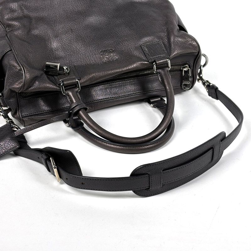 Loewe American Anagram 2-Way Shoulder Bag Leather Metallic Brown