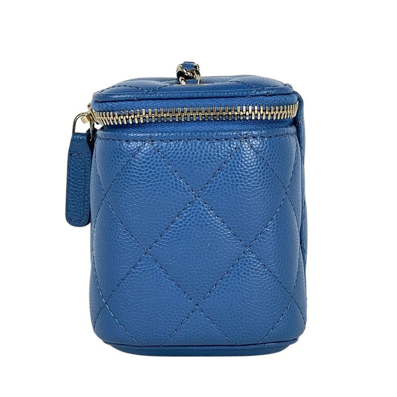 Chanel CC Logo Chain Shoulder Bag Quilted Vanity Caviar