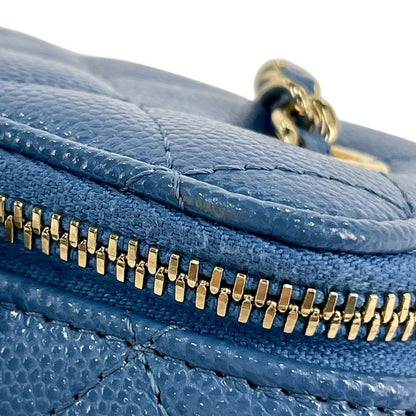 Chanel CC Logo Chain Shoulder Bag Quilted Vanity Caviar
