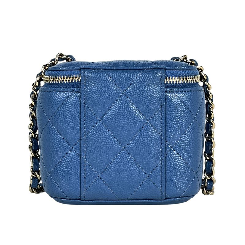 Chanel CC Logo Chain Shoulder Bag Quilted Vanity Caviar