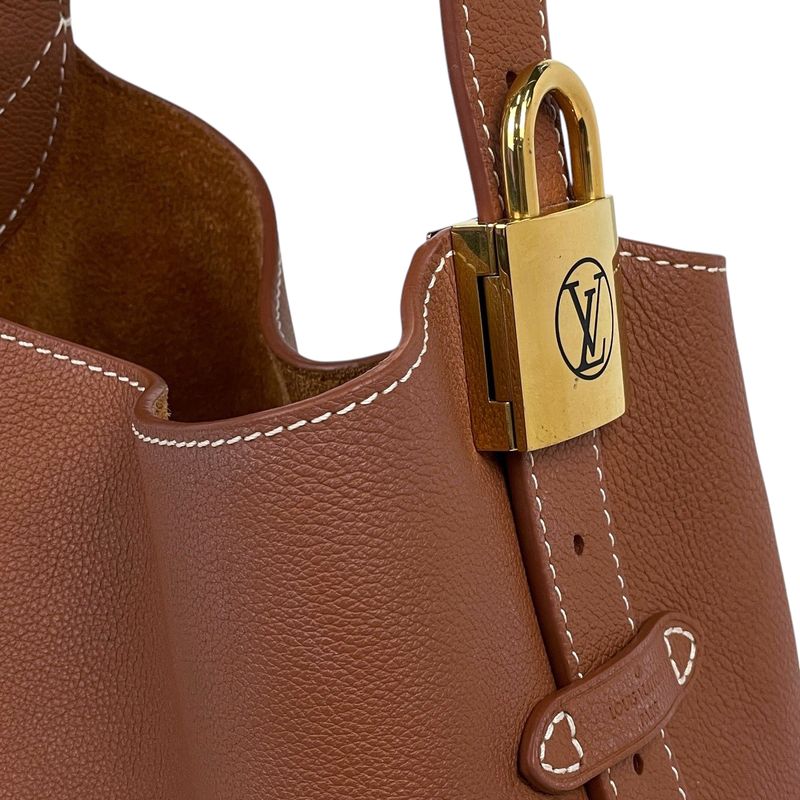 Louis Vuitton Lowki Hobo PM One Shoulder Bag Leather Cognac