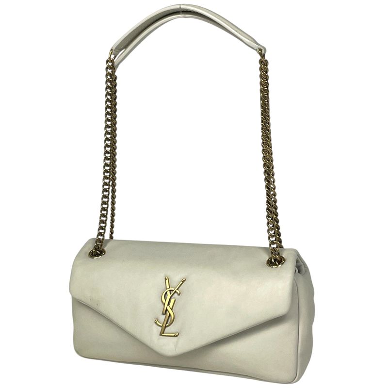 Saint Laurent Calypso Chain Shoulder Bag Leather White