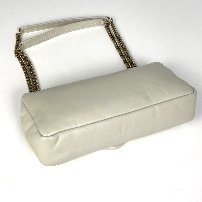 Saint Laurent Calypso Chain Shoulder Bag Leather White