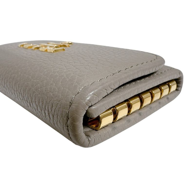 Prada Vitello Grain Leather 6 Key Case Saffiano Grey Ge