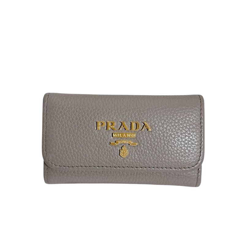 Prada Vitello Grain Leather 6 Key Case Saffiano Grey Ge