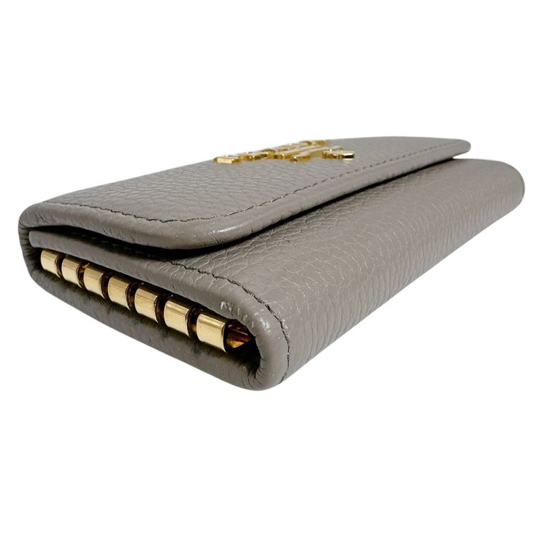 Prada Vitello Grain Leather 6 Key Case Saffiano Grey Ge