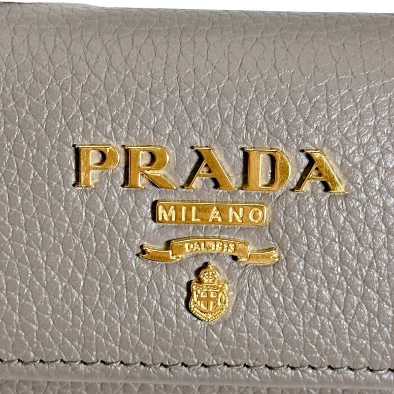 Prada Vitello Grain Leather 6 Key Case Saffiano Grey Ge