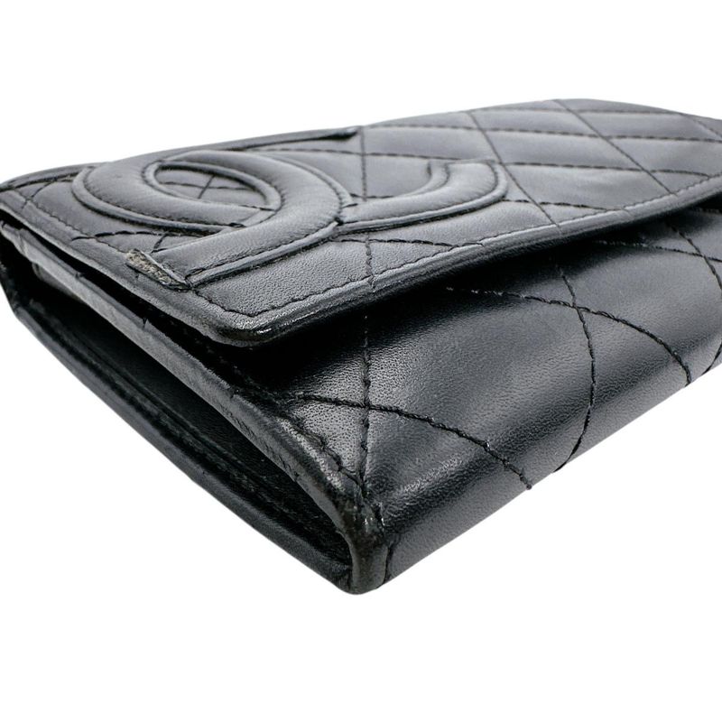 Chanel Cambon Line Wallet Quilted Bifold Black