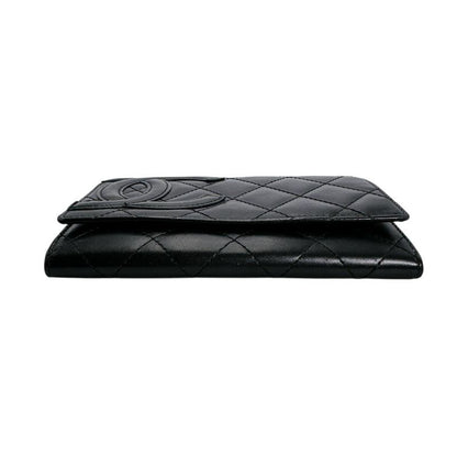 Chanel Cambon Line Wallet Quilted Bifold Black