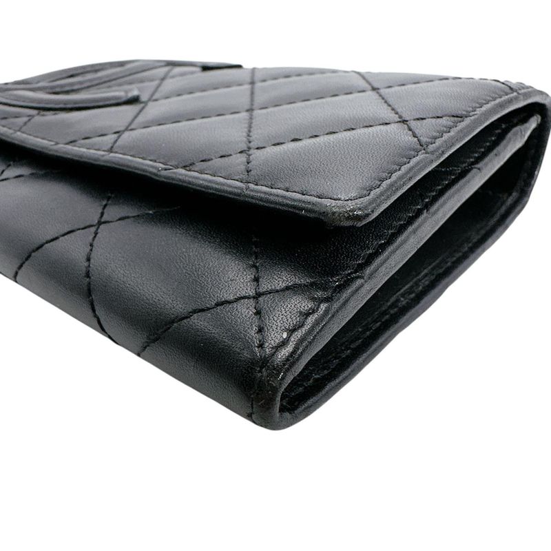 Chanel Cambon Line Wallet Quilted Bifold Black