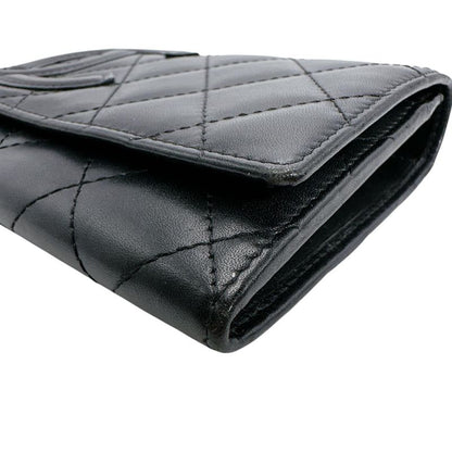 Chanel Cambon Line Wallet Quilted Bifold Black