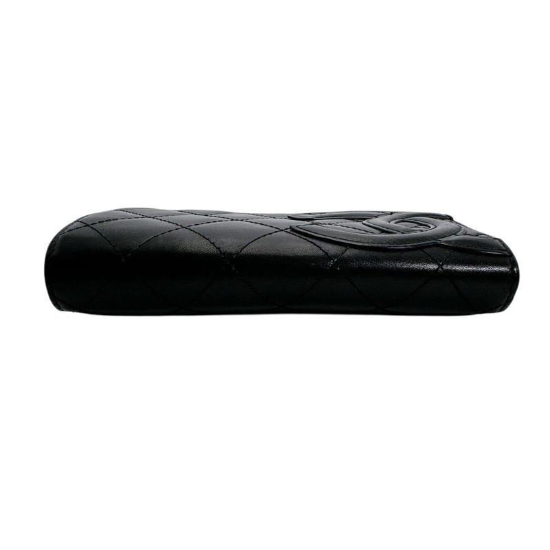 Chanel Cambon Line Wallet Quilted Bifold Black