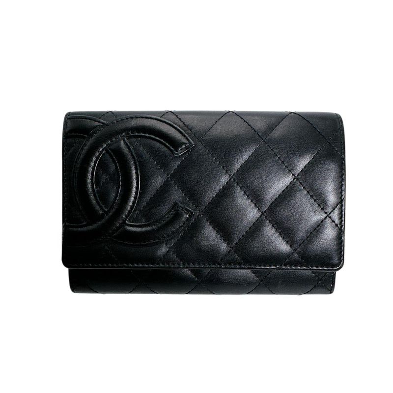 Chanel Cambon Line Wallet Quilted Bifold Black