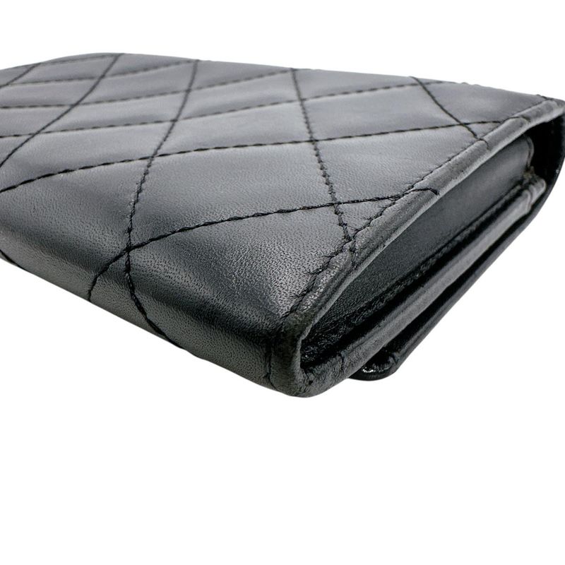 Chanel Cambon Line Wallet Quilted Bifold Black