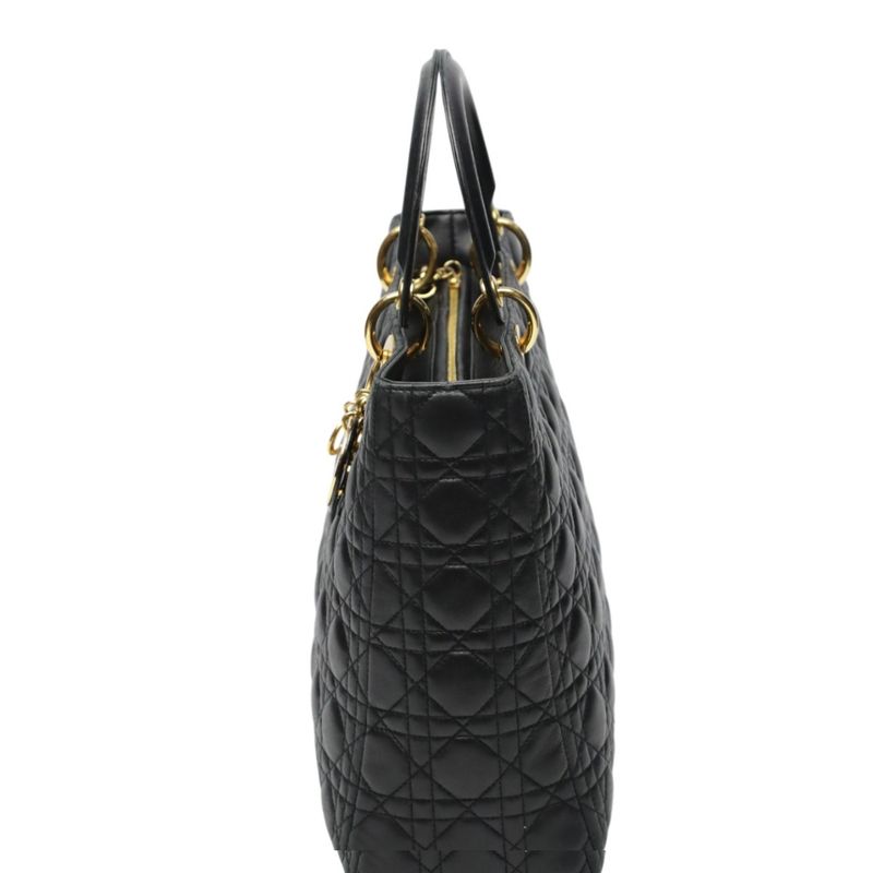 Dior Christian 2-Way Shoulder Bag Cannage Black