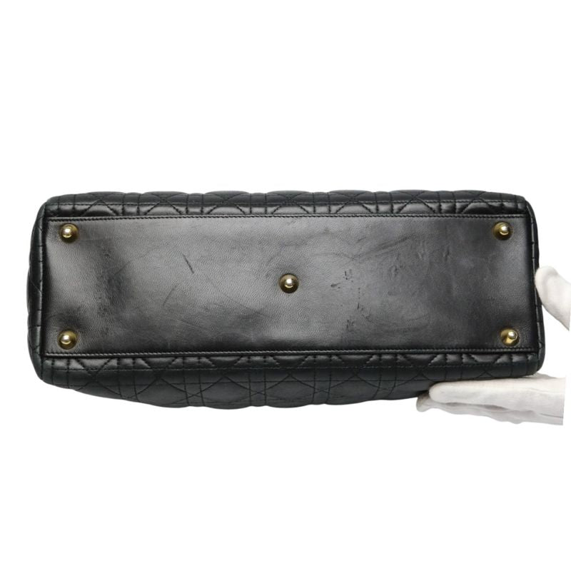 Dior Christian 2-Way Shoulder Bag Cannage Black