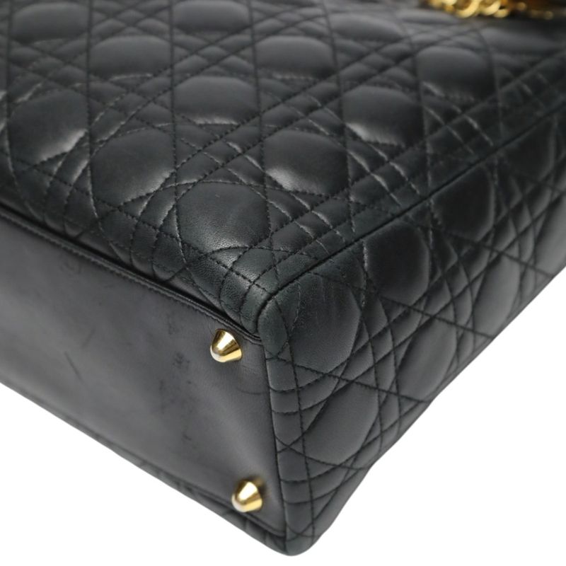 Dior Christian 2-Way Shoulder Bag Cannage Black