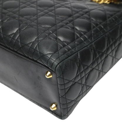Dior Christian 2-Way Shoulder Bag Cannage Black