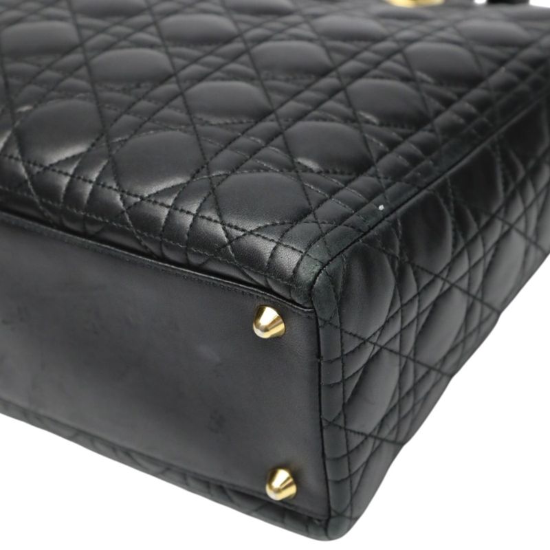 Dior Christian 2-Way Shoulder Bag Cannage Black
