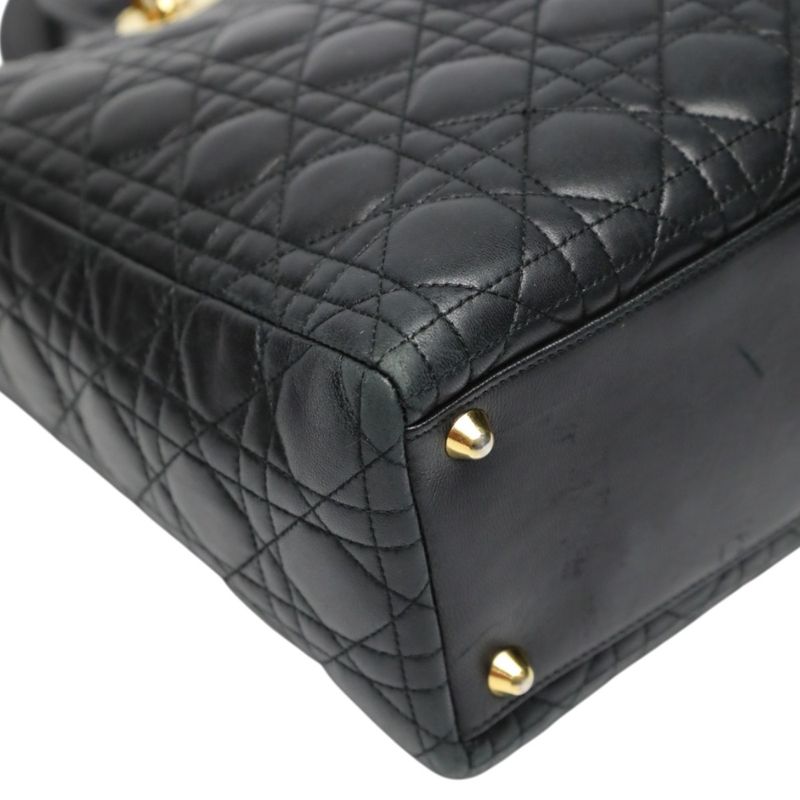 Dior Christian 2-Way Shoulder Bag Cannage Black