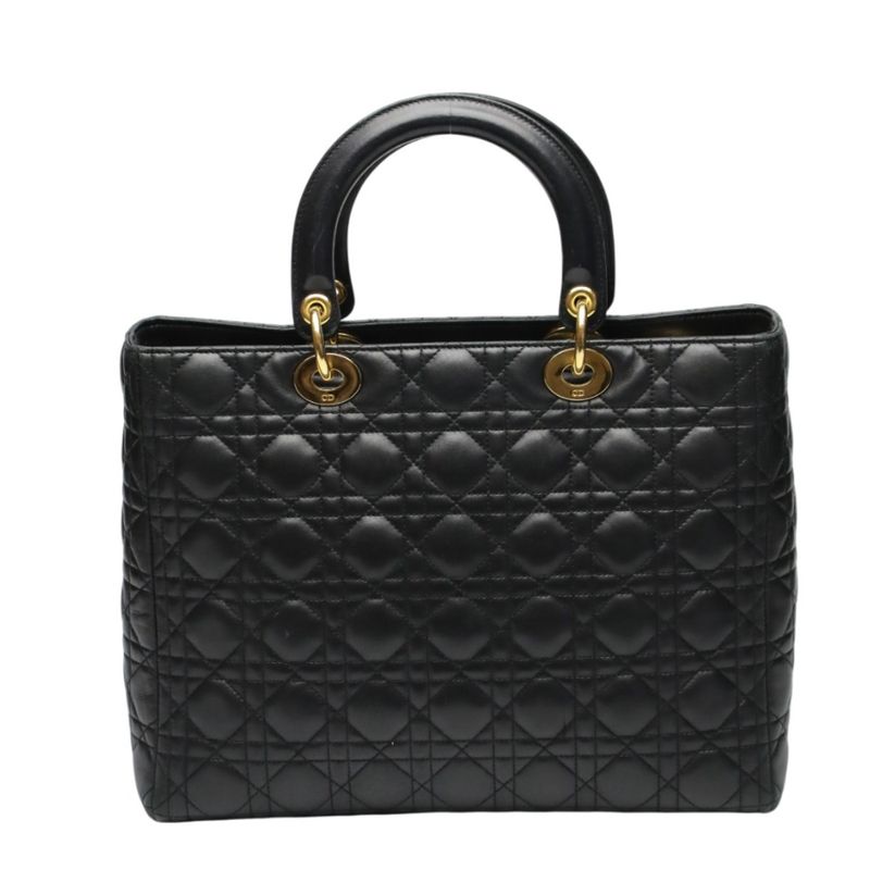 Dior Christian 2-Way Shoulder Bag Cannage Black