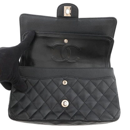 Chanel Chain Shoulder Bag Quilted 25 CC Logo Double Caviar Leather