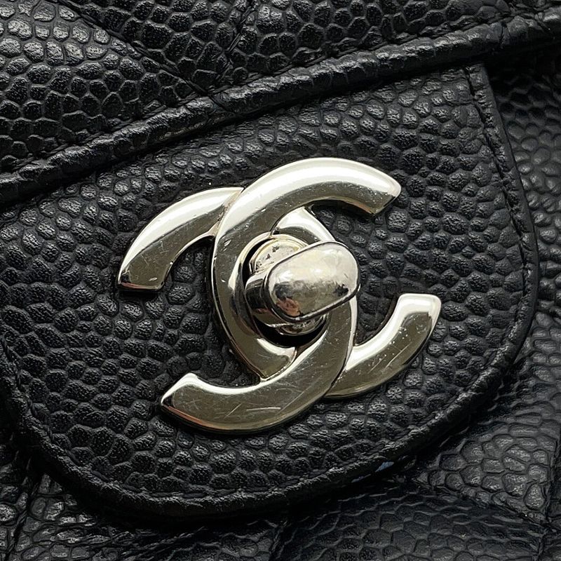 Chanel Chain Shoulder Bag Quilted 25 CC Logo Double Caviar Leather
