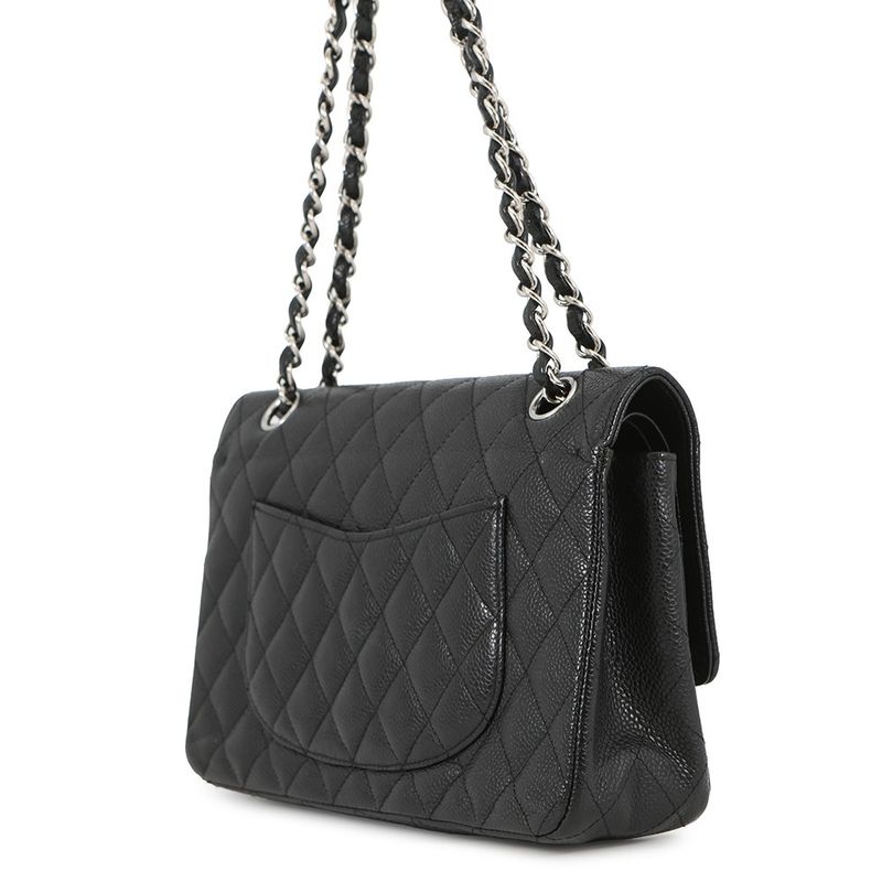 Chanel Chain Shoulder Bag Quilted 25 CC Logo Double Caviar Leather