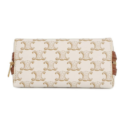 Celine Chain Shoulder Bag Triomphe Clutch White White Tan