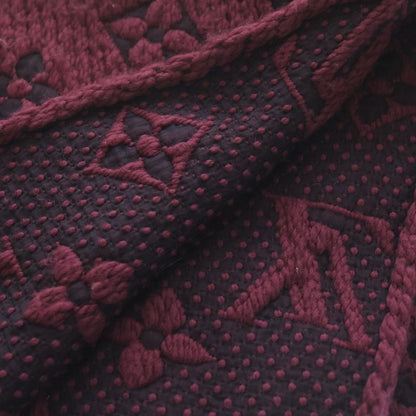 Louis Vuitton Monogram Logomania Scarf Fringe Muffler Wine Red